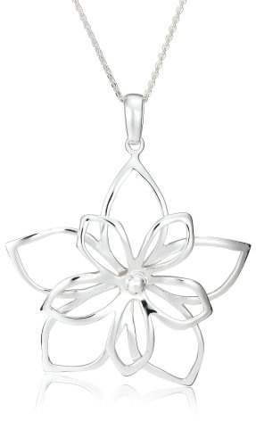 Sterling Silver Open Double Flower Pendant, 16